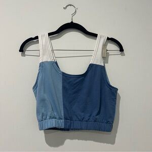 Colorblock Blue and White Women's Matching Set